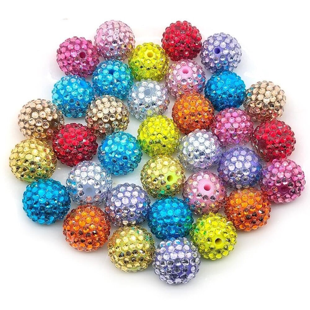2387 20mm, 16mm, 14mm, 12mm, 10mm Colorful Rhinestone Beads Round Spacer